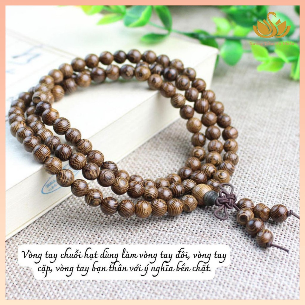 Vòng Tay Chuỗi 108 Hạt Gỗ Mun Đuôi Công Dành Cho Nam Nữ Phong Cách Trẻ Trung, Thanh Lịch