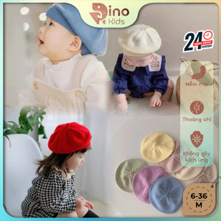 Mũ nồi len trơn phong cách Hàng Quốc cho bé từ 6-36 tháng. Mũ bánh tiêu cho bé. Dino Kids
