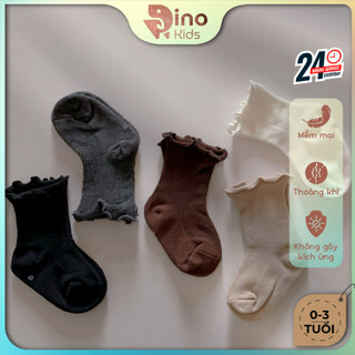 Tất nhún cổ bèo phong cách dễ thương cho bé gái 0-3 tuổi. Dino Kids