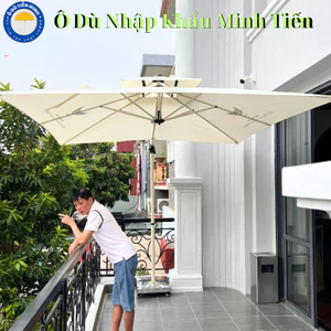 Ô Lệch Tâm 2,5x2,5m 8 Nan Nhập Nhẩu Cao Cấp, Đế Inox có đế in logo thương hiệu bảo hàng 6 tháng