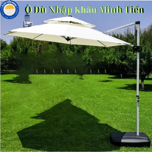 Ô Lệch Tâm Tròn 3m Nhập Khẩu Cao Cấp Nâng Hạ Tay Quay Đế Nhựa Đổ Nước, có đế in logo thương hiệu bảo hàng 6 tháng