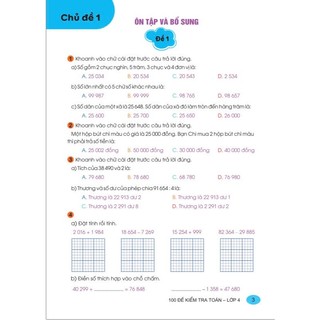 Sách - 100 Đề Kiểm Tra Toán 4 - Dùng Chung Cho 3 Bộ Sách Giáo Khoa Hiện Hành - ndbooks