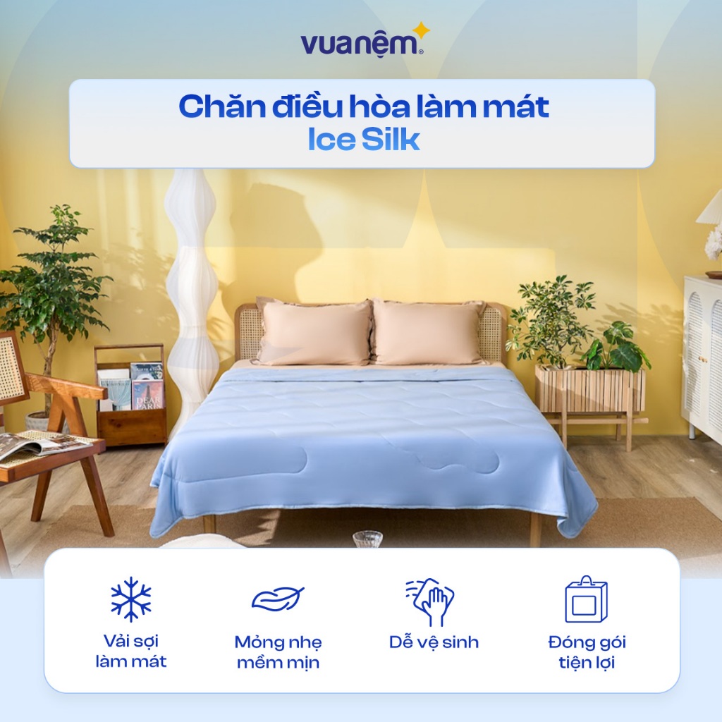 Ảnh Chăn Điều Hòa Làm Mát Amando Ice Silk Lõi Bông Mỏng Nhẹ Mềm Mịn Thoáng Mát Dễ Dàng Vệ Sinh Vua Nệm 1