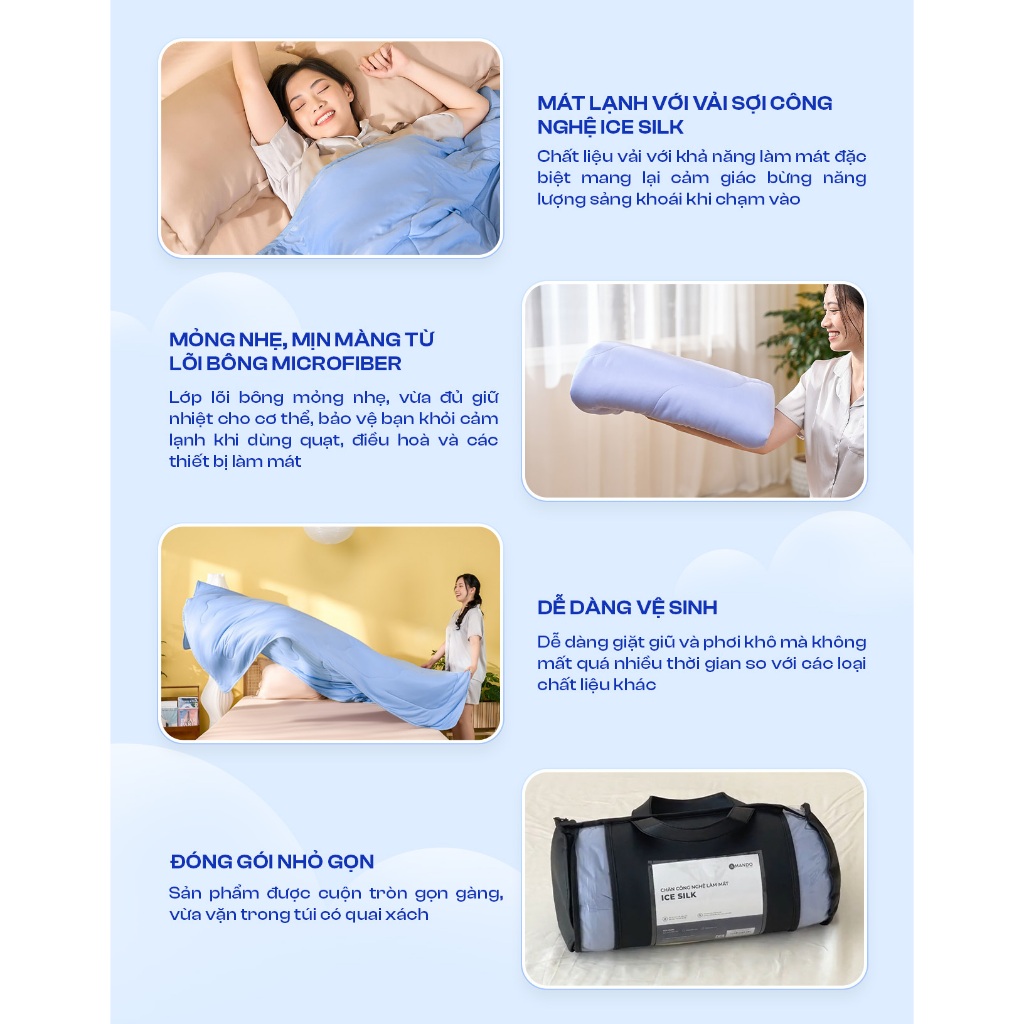 Ảnh Chăn Điều Hòa Làm Mát Amando Ice Silk Lõi Bông Mỏng Nhẹ Mềm Mịn Thoáng Mát Dễ Dàng Vệ Sinh Vua Nệm 3