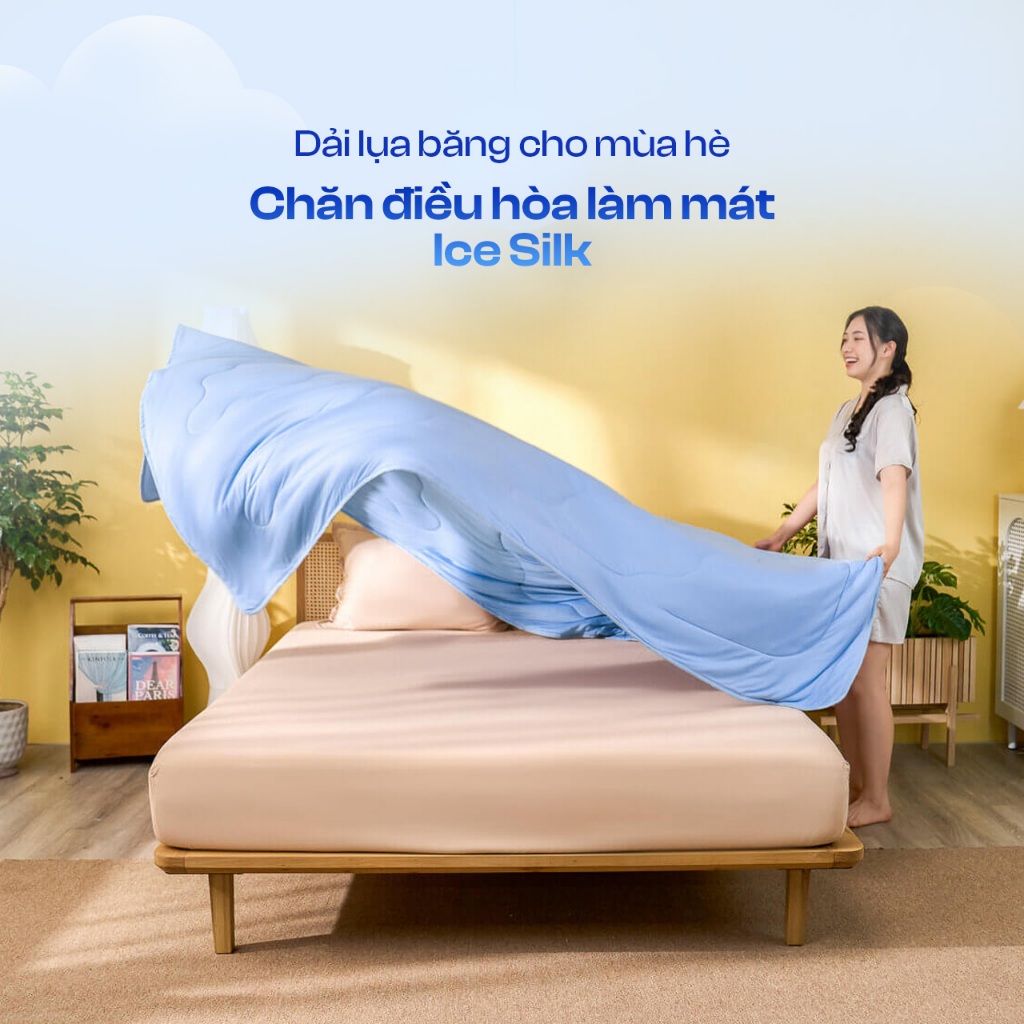 Ảnh Chăn Điều Hòa Làm Mát Amando Ice Silk Lõi Bông Mỏng Nhẹ Mềm Mịn Thoáng Mát Dễ Dàng Vệ Sinh Vua Nệm 2