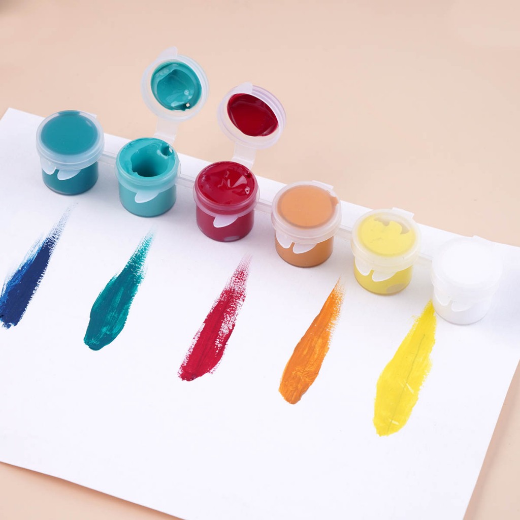 Bộ 12/24 Màu Acrylic 5ml Tô Tượng ARTMATE Dạng Hũ Tiện Lợi Cho Bé, Kèm 1 Cọ Vẽ, Độ Che Phủ Cao, Chồng Được Màu, Màu Tươi