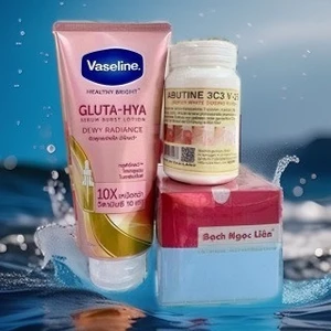 Combo Kem Body Bạch Ngọc Liên + Vaseline 10X Dưỡng ẩm + Kích trắng 3C3 - Trắng nhanh sau 7 ngày