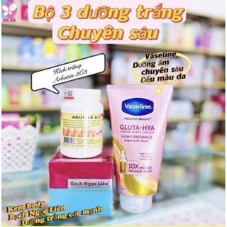 Combo Kem Body Bạch Ngọc Liên + Vaseline 10X Dưỡng ẩm + Kích trắng 3C3 - Trắng nhanh sau 7 ngày