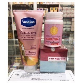 Combo Kem Body Bạch Ngọc Liên + Vaseline 10X Dưỡng ẩm + Kích trắng 3C3 - Trắng nhanh sau 7 ngày