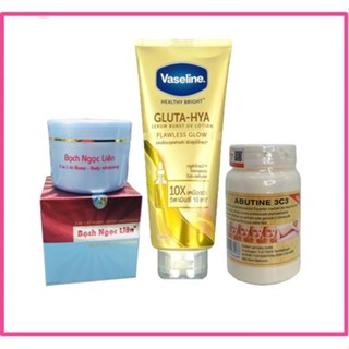 Combo 3 Món = Kem Body Bạch Ngọc Liên + Vaseline 10X Dưỡng ẩm + Kích trắng 3C3 - Trắng nhanh sau 7 ngày