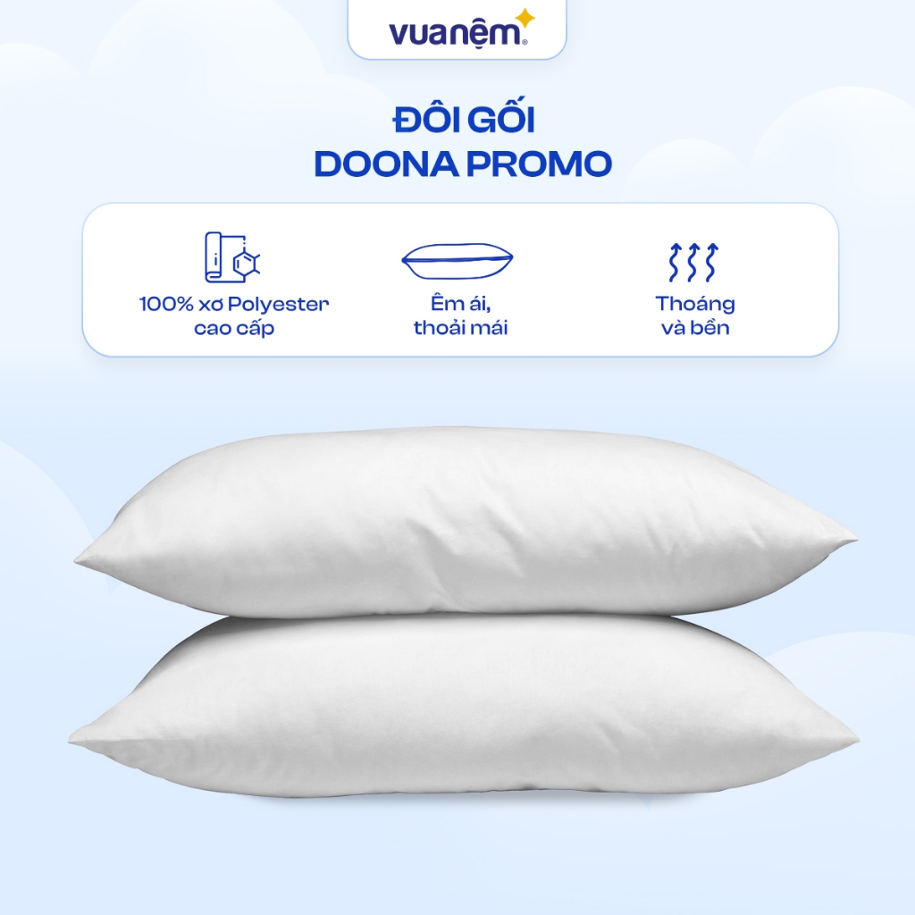 Ảnh Đôi gối bông Doona Promo 45x65cm nâng đỡ nhẹ nhàng êm ái, thoáng khí 2