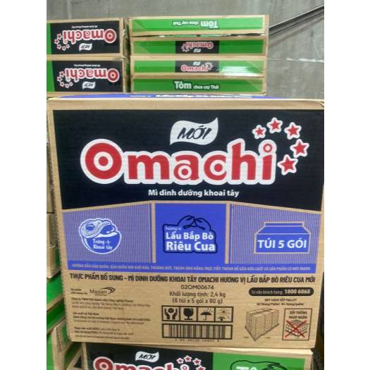 Thùng mì Omachi 30 Gói xốt bò hầm/sườn hầm ngũ quả/bắp bò riêu cua/ tôm ...