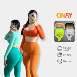 Áo Tập Dài Tay Croptop Nhún Ngực Onfit Nữ Tập Gym Pilates, Yoga, Pickleball OnDevide Long Sleeve AOW24001