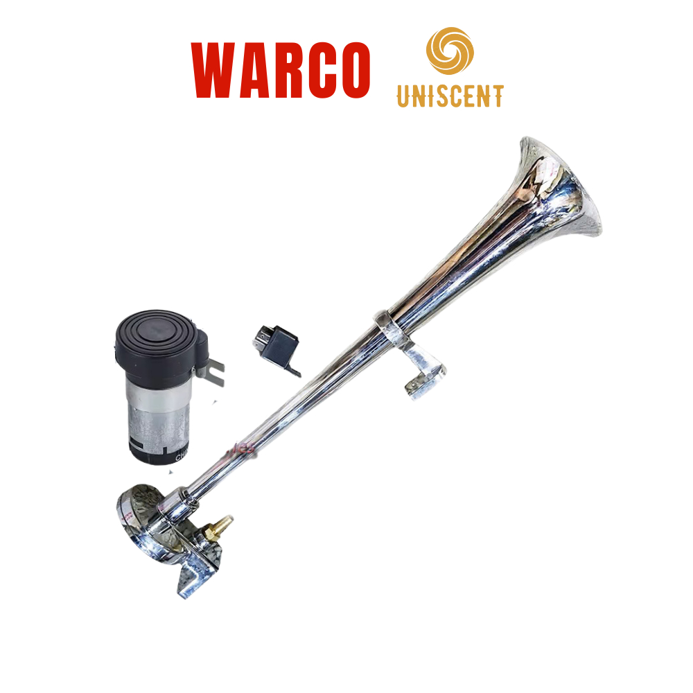 Còi Sinh Hơi/ Kèn Sinh Hơi Điện 12v, 24v - WARCO  Dài 45cm/38cm Dùng Cho Xe Ô Tô, Xe Tải 110-120DB