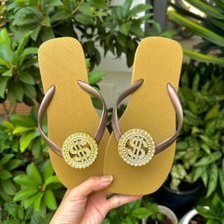 [Mũi Vuông-charm Đồng Tiền] DÉP XỎ NGÓN NỮ GẮN CHARM ĐỒNG TIỀ.N (KHÔNG XOAY) MIX 7 MÀU ĐẾ CAO SU ÊM ÁI