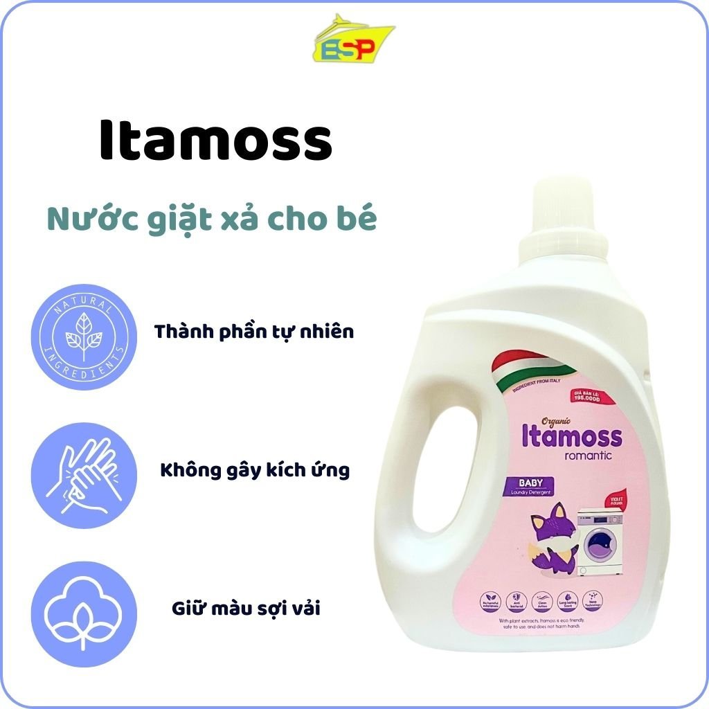 [XẢ HÀNG] Nước giặt xả ITAMOSS hương Hướng dương/Anh đào/Violet dịu nhẹ thơm lâu – Can 3.2kg - date tháng 4-2027