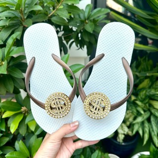 [Mũi Tròn-charm Đồng Tiền] DÉP XỎ NGÓN NỮ GẮN CHARM ĐỒNG TIỀ.N (KHÔNG XOAY) MIX CÙNG 6 MÀU ĐẾ CAO SU ÊM ÁI