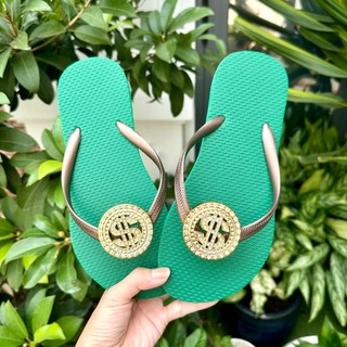 [Mũi Tròn-charm Đồng Tiền] DÉP XỎ NGÓN NỮ GẮN CHARM ĐỒNG TIỀ.N (KHÔNG XOAY) MIX CÙNG 6 MÀU ĐẾ CAO SU ÊM ÁI