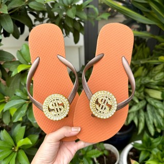 [Mũi Tròn-charm Đồng Tiền] DÉP XỎ NGÓN NỮ GẮN CHARM ĐỒNG TIỀ.N (KHÔNG XOAY) MIX CÙNG 6 MÀU ĐẾ CAO SU ÊM ÁI