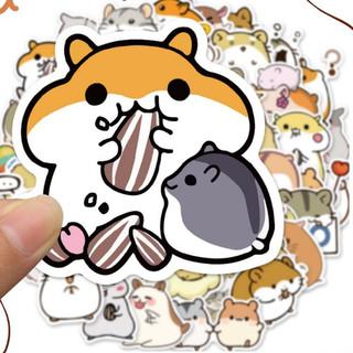 Set 10 30 50 miếng dán sticker Chuột Hamster đáng yêu dễ thương dán nón mũ bảo hiểm laptop vali sổ sách đàn guitar