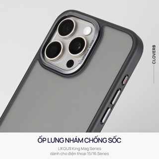 Ốp Lưng Nhám Likgus King cho iPhone 15 Pro Max Chống Sốc Chống Trượt