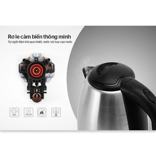Ấm đun nước siêu tốc inox 1.8 L Electric Kettle chính hãng tốt cho sức khỏe bảo hành 6 tháng