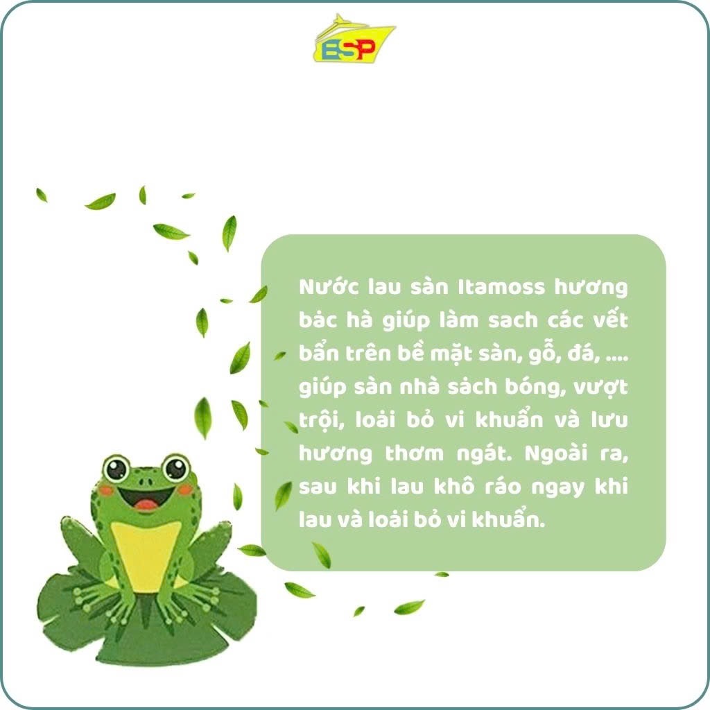 [XẢ HÀNG] Nước lau sàn ITAMOSS hương bạc hà & sả thơm ngát sạch bóng kháng khuẩn – Can 1kg - date tháng 12-2026