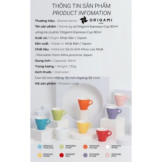 [ORIGAMI JAPAN] Volcano Ly sứ Origami Espresso Cup 90ml uống trà cà phê