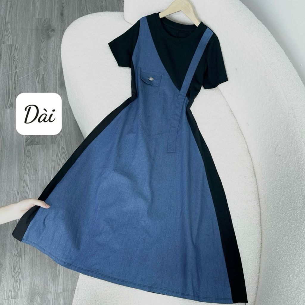 Đầm Jean Bigsize Nữ,Đầm Jean Phối Cổ Tròn Cách Điệu Lên Phom Tôn Dáng ĐẦM JEAN G671+G672