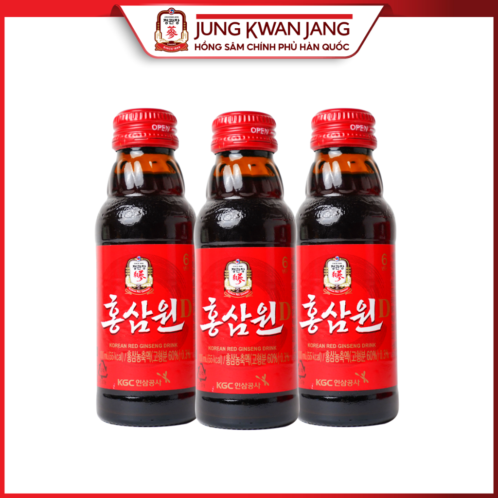 Ảnh Combo 3 Chai Nước Uống Tăng Lực Hồng Sâm Won KGC Jung Kwan Jang (3 chai x 100ml) 1