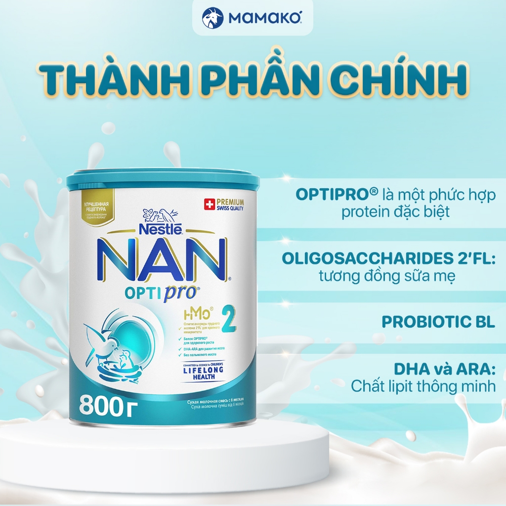 Ảnh Sữa Nan Nga HMO Optipro Số 2 Mamako Bổ Sung Dinh Dưỡng Cho Bé  Hộp 800g 3