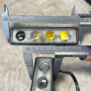 Đèn led bi trợ sáng ô tô, xe máy 4 bóng 1 hàng nhiều chế độ sáng.