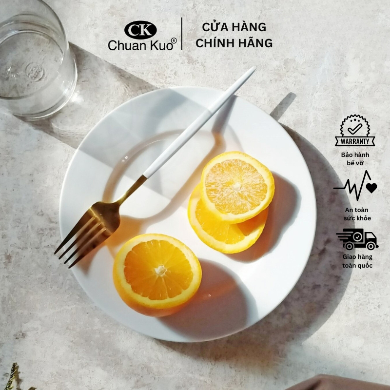 Đĩa tròn cạn trắng trơn 16 18 20 22 25cm - Dĩa cạn trắng nhà hàng sứ CK sang trọng - Vỡ 1 đổi 1