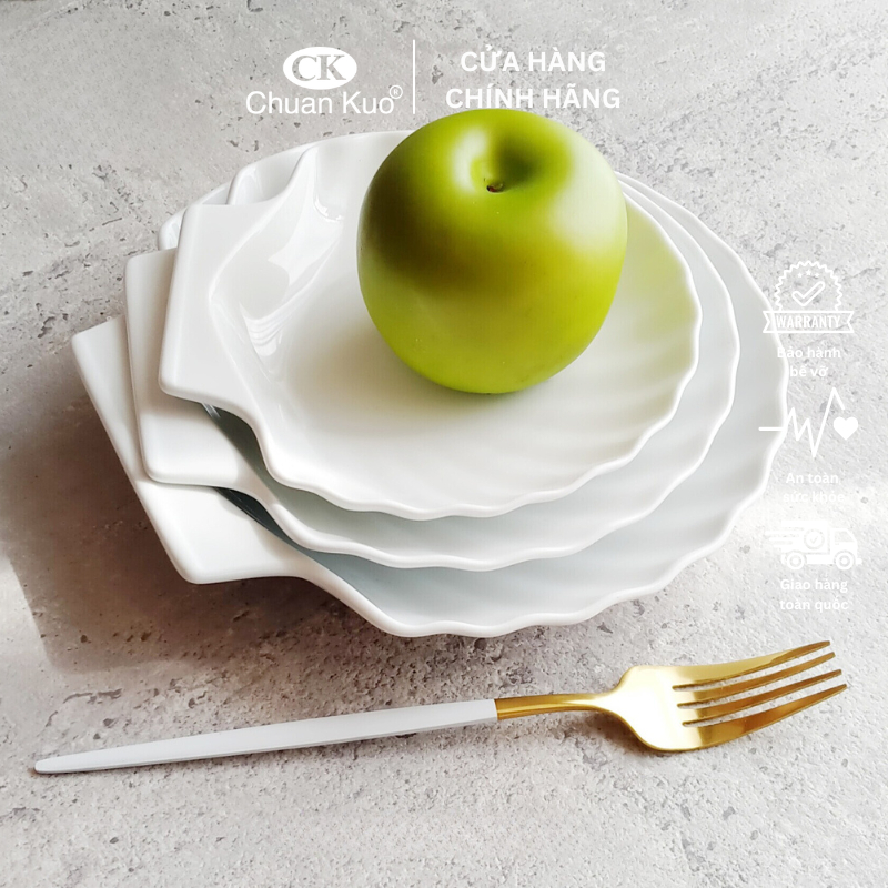 Đĩa sứ hình vỏ sò cao cấp sứ CK size 15 17 19cm - Dĩa sứ trang trí đẹp mắt nhà hàng sang trọng - Vỡ 1 đổi 1