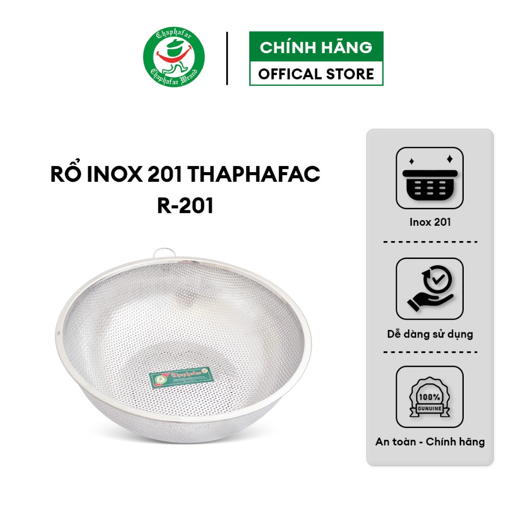 Rổ inox 201 Thaphafac Dày dặn, chống gỉ Nhiều size Lỗ nhỏ thoát nước ...