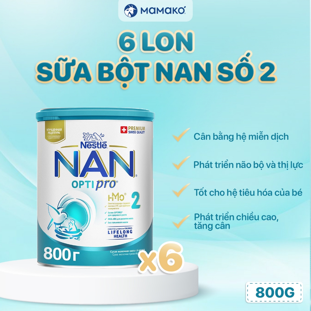 Ảnh COMBO 6 Sữa Nan Nga HMO Optipro Số 2 Mamako Bổ Sung Dinh Dưỡng Cho Bé 6-12M Hộp 800g 3