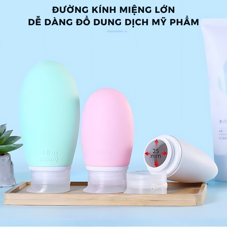 Bộ chiết mỹ phẩm silicone cao cấp tiện lợi nhỏ gọn nhiều kích thước thuận tiền mang theo đi du lịch