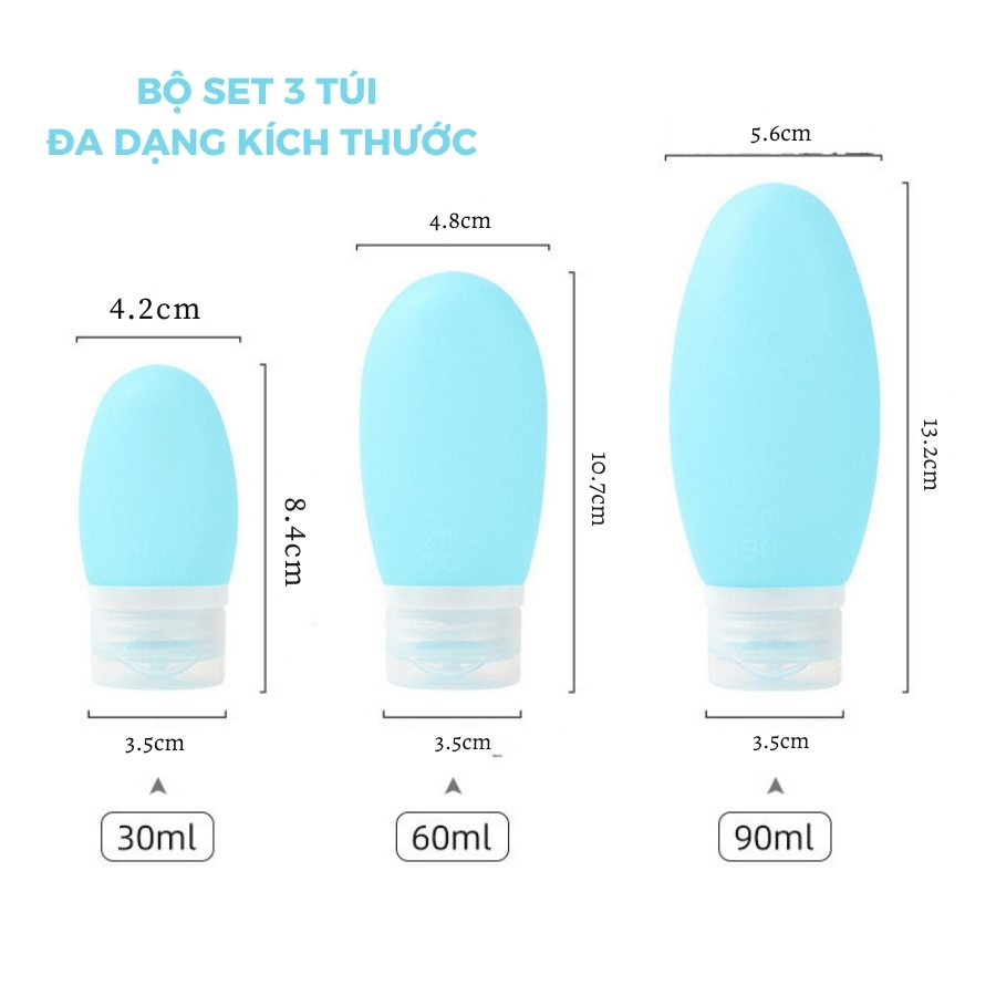 Bộ chiết mỹ phẩm silicone cao cấp tiện lợi nhỏ gọn nhiều kích thước thuận tiền mang theo đi du lịch