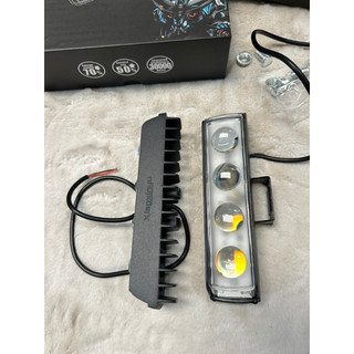 Đèn led bi trợ sáng ô tô, xe máy 4 bóng 1 hàng nhiều chế độ sáng.