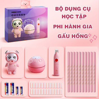 Bộ Dụng Cụ Học Tập Kuromi,Pokemon, Ultraman 6IN1 Bút Tẩy, Gọt Bút Chì, Hút Bụi Mini Tự Đông Kèm Túi Đựng Quà Tặng Cho Bé