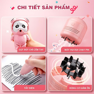 Bộ Dụng Cụ Học Tập Kuromi,Pokemon, Ultraman 6IN1 Bút Tẩy, Gọt Bút Chì, Hút Bụi Mini Tự Đông Kèm Túi Đựng Quà Tặng Cho Bé