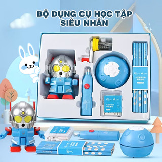 Bộ Dụng Cụ Học Tập Kuromi,Pokemon, Ultraman 6IN1 Bút Tẩy, Gọt Bút Chì, Hút Bụi Mini Tự Đông Kèm Túi Đựng Quà Tặng Cho Bé