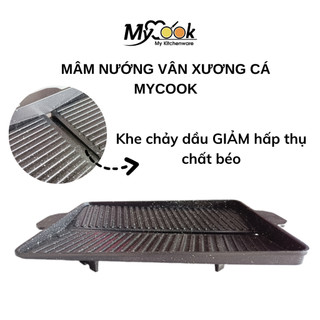 Mâm Nướng Vân Xương Cá Phủ Men Chống Dính MyCook Chảo Nướng BBQ Hải Sản Nướng Bếp Ga