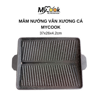 Mâm Nướng Vân Xương Cá Phủ Men Chống Dính MyCook Chảo Nướng BBQ Hải Sản Nướng Bếp Ga