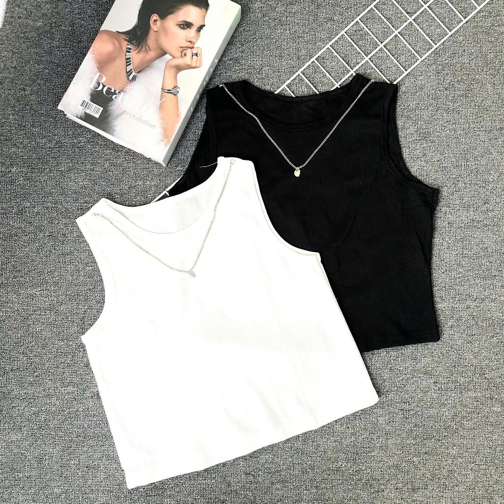 [TiQi Clothing] Áo Ba Lỗ Chất Bo Gân Dày Dặn Kèm Dây Chuyền Tháo Rời Được backless shirt