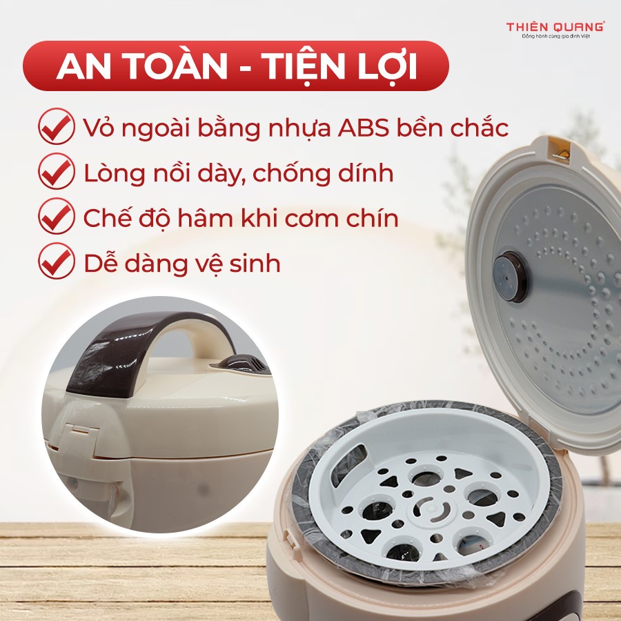 Nồi cơm điện tử cao cấp Thiên Quang, thiết kế hiện đại, lòng niêu dày, nấu cơm siêu ngon