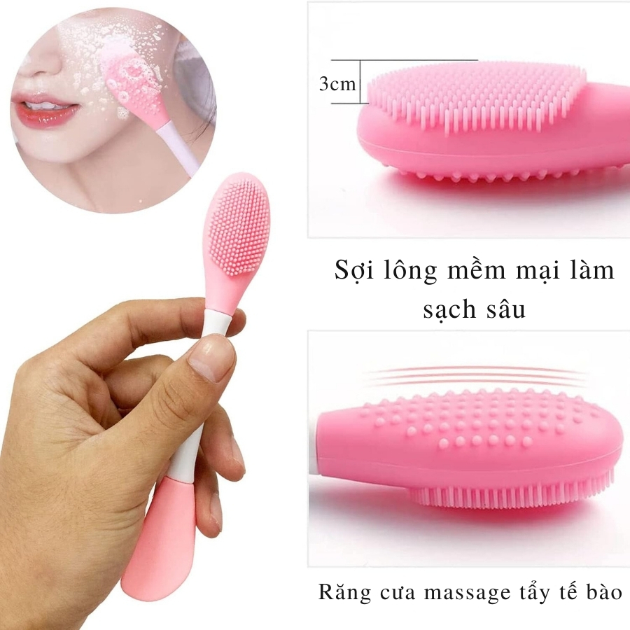 Cọ Đắp Mặt Nạ Silicone 2 Đầu Tiện Lợi Làm Sạch Sâu Lỗ Chân Lông