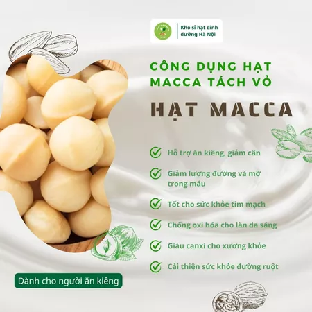 Hạt Macca sấy tách vỏ, nhân mắc ca Đăk Lăk nguyên hạt hộp 500g, hạt dinh dưỡng ăn liền
