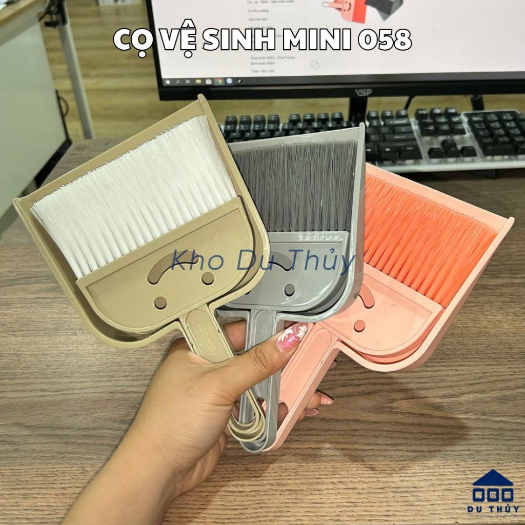 Bộ chổi và ky rác mini Châu Hưng 058. Cọ vệ sinh mini kèm ky rác, nhỏ ...