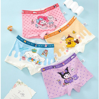 [TL01 KUROMI] 4 Quần chíp bé gái, quần chip đùi bé gái cotton cao cấp họa tiết Kuromi gấu xanh vàng ngộ nghĩnh 8-36kg